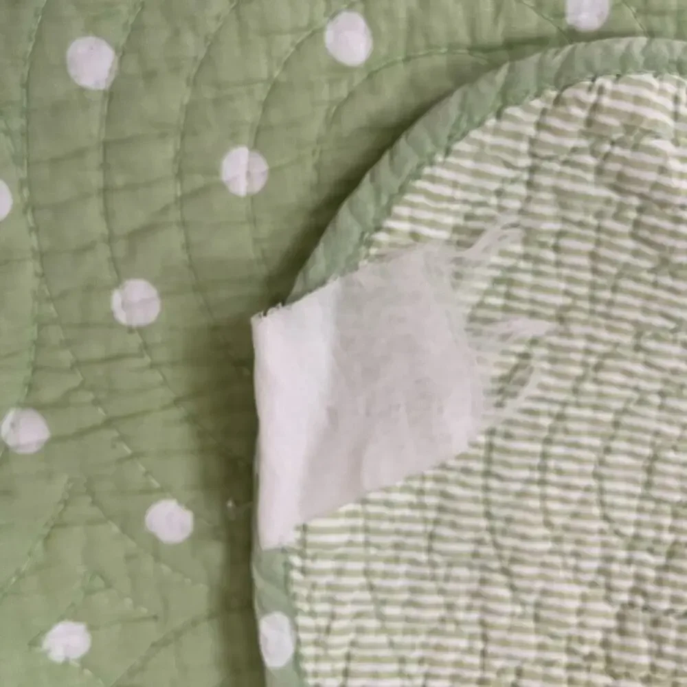 Mint Green Polka Dot Full Size Quilt Coverlet Spiral Stitching